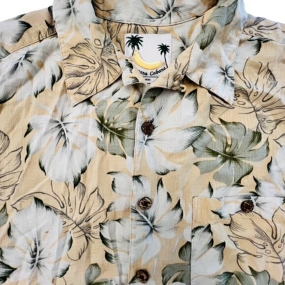 Banana Cabana Shirt Men's Large‎ Silk Yellow Tropical Hawaiian Short Sleeve BOHO - Picture 4 of 12